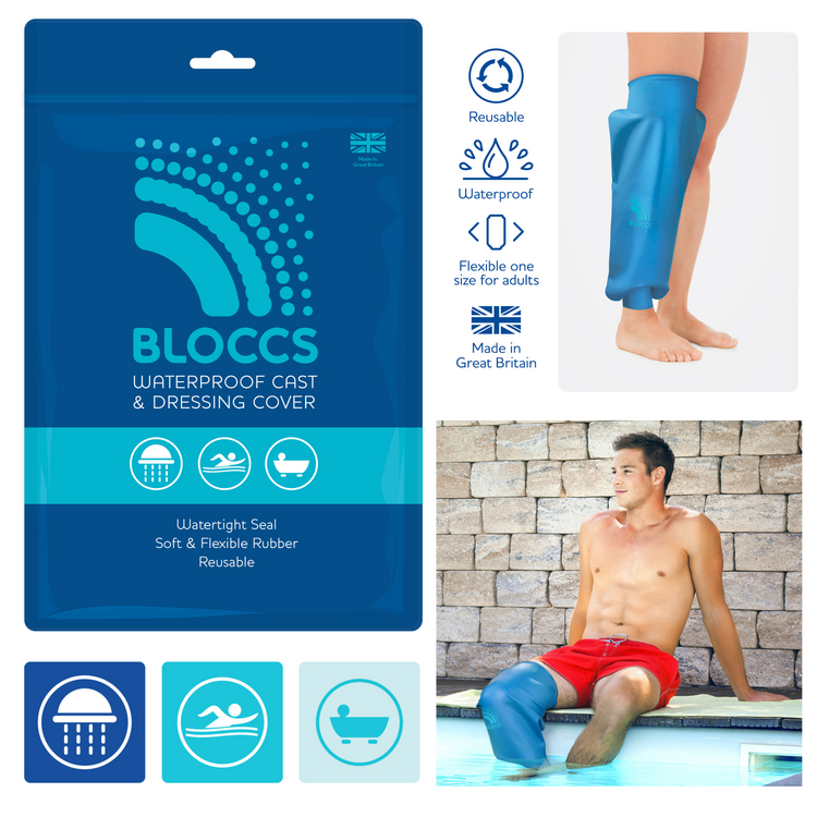 Bloccs Waterproof Knee Cover for Casts and Dressings, Adult (2)